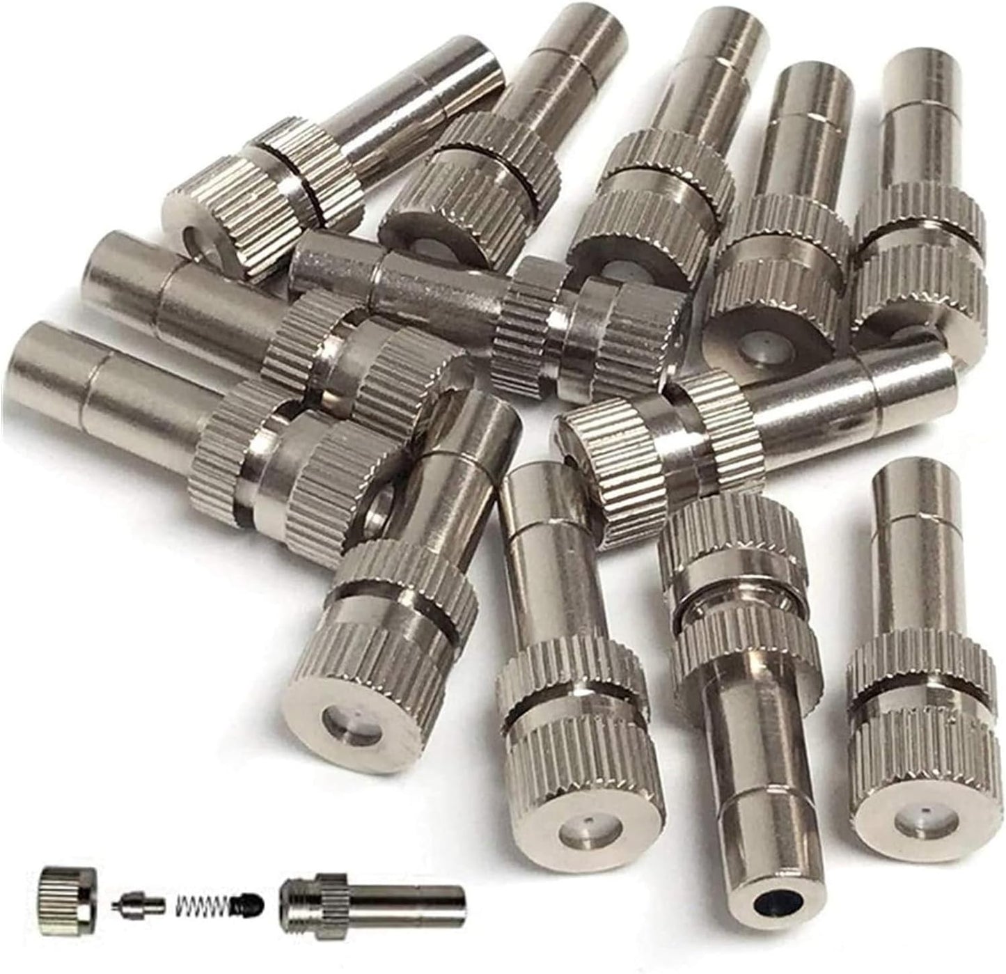 20pcs Brass Mister Nozzles, 6mm Misting Nozzles for Outdoor Cooling System, Landscaping, Air Humidification, Greenhouse Irrigation (without Filter, 0.02"/0.5mm Orifice)