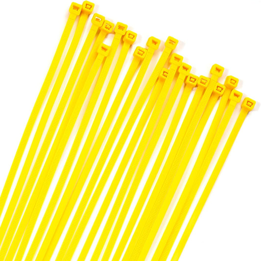 XINGO 100PCS Cable Zip Ties Heavy Duty, Premium Nylon Plastic Wire Ties with 50 Pounds Tensile Strength, Self-Locking Black Nylon Zip Ties for Indoor and Outdoor (6 inch, Yellow)