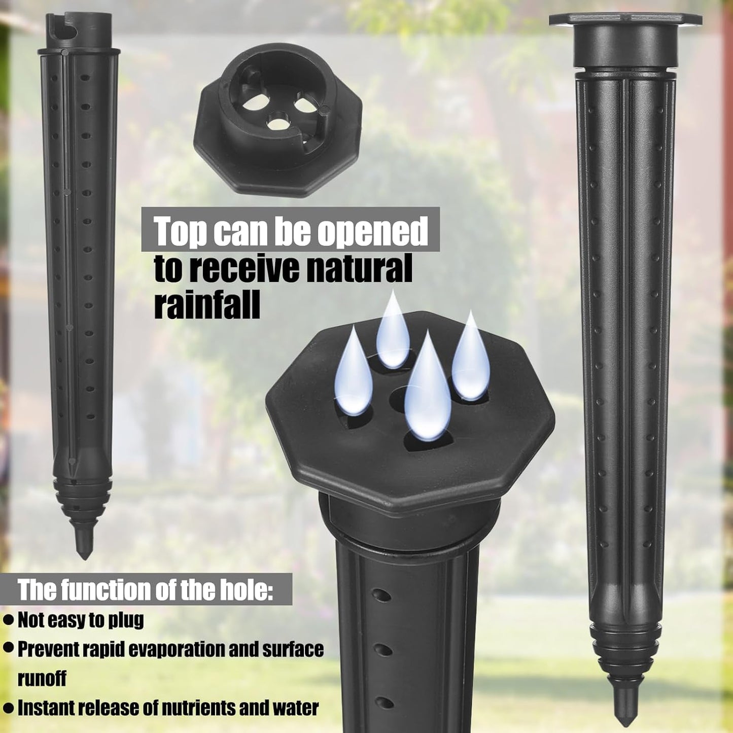 8 Pack Garden Watering Stake Large UV-Protected ABS Plastic Deep Root Irrigation Spike for Trees, Shrubs, Bushes, Shrubs, Flowers, Fruits, Vegetables, Potted Plants (14 Inch)