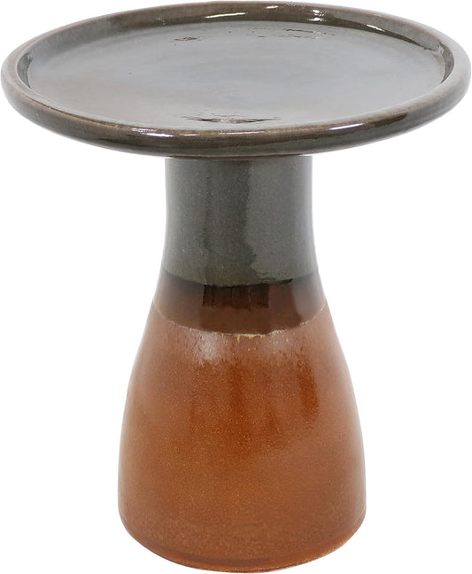 Sunnydaze 21" H Ceramic Bird Bath for Outside - Hand-Painted Outdoor Bird Bath Bowl, UV/Frost-Resistant Finish - Dusty Rose - Classic Pedestal
