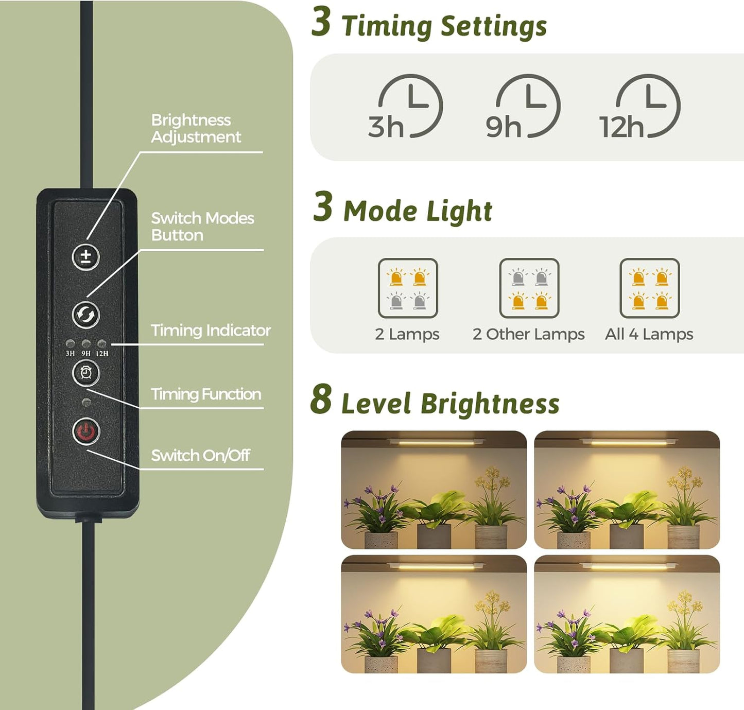 Plant Stand Indoor with Grow Lights for Indoor Plants 62.2'' Tall Plant Shelf 12 Tiers Sturdy Plant Rack for Plants Dispaly for Living Room Garden Patio Decor