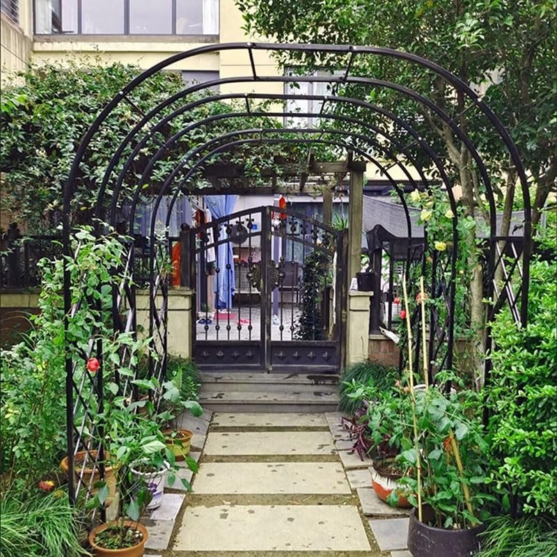 Heavy Duty Steel Garden Arbor & Trellis Arch for Grape Vines Climbing Plants Pergola Outdoor Theme Decoration Archway 180cm 260cm 340cm 140cm (Color : Black, Size : 134" W x 91" H)
