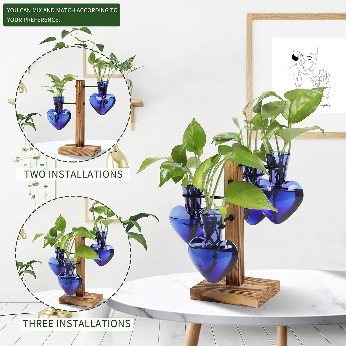 Plants Propagation Stations Plant Terrarium Kit Glass Planters for Indoor Plants House Plant Accessories Gift for Women - 4 Love Bulb Vase