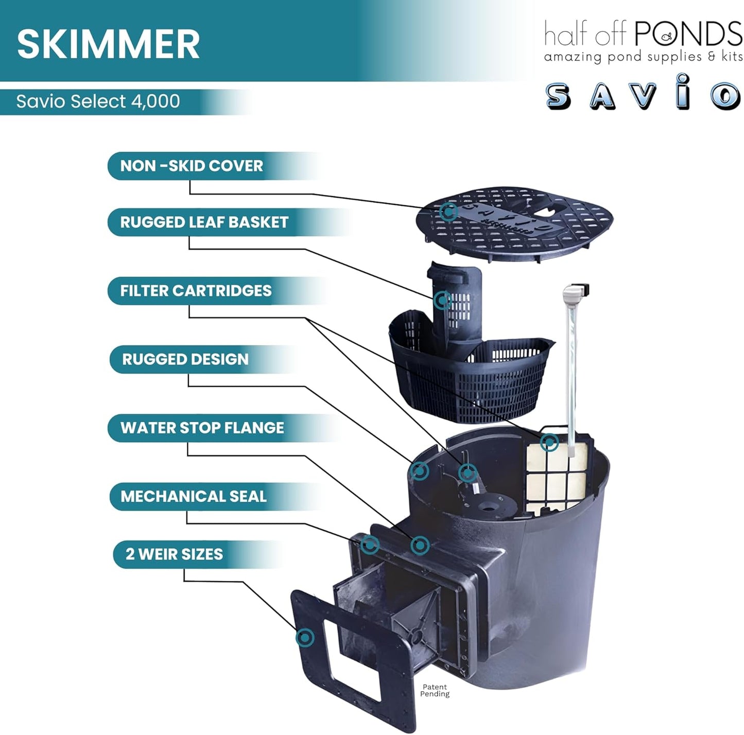 HALF OFF PONDS Savio Select 4,000 GPH Submersible Pump Pond Kit with 10' x 15' EPDM Rubber Pond Liner, UV Clarifier for Water Garden & Koi Pond