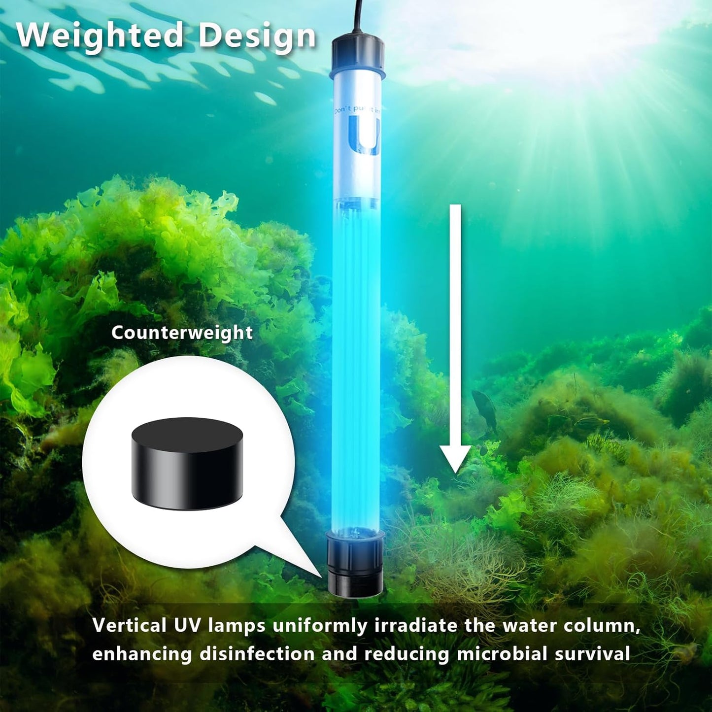 32W Pond UV Light for 200-2000 Gallon, Aquarium UV Light, UV Water Clarifier for Pond, Cold Plunge, Aquarium, Ice Bath, Hot Tub, Swimming Pool, Spa and Fish Tank Algea Control