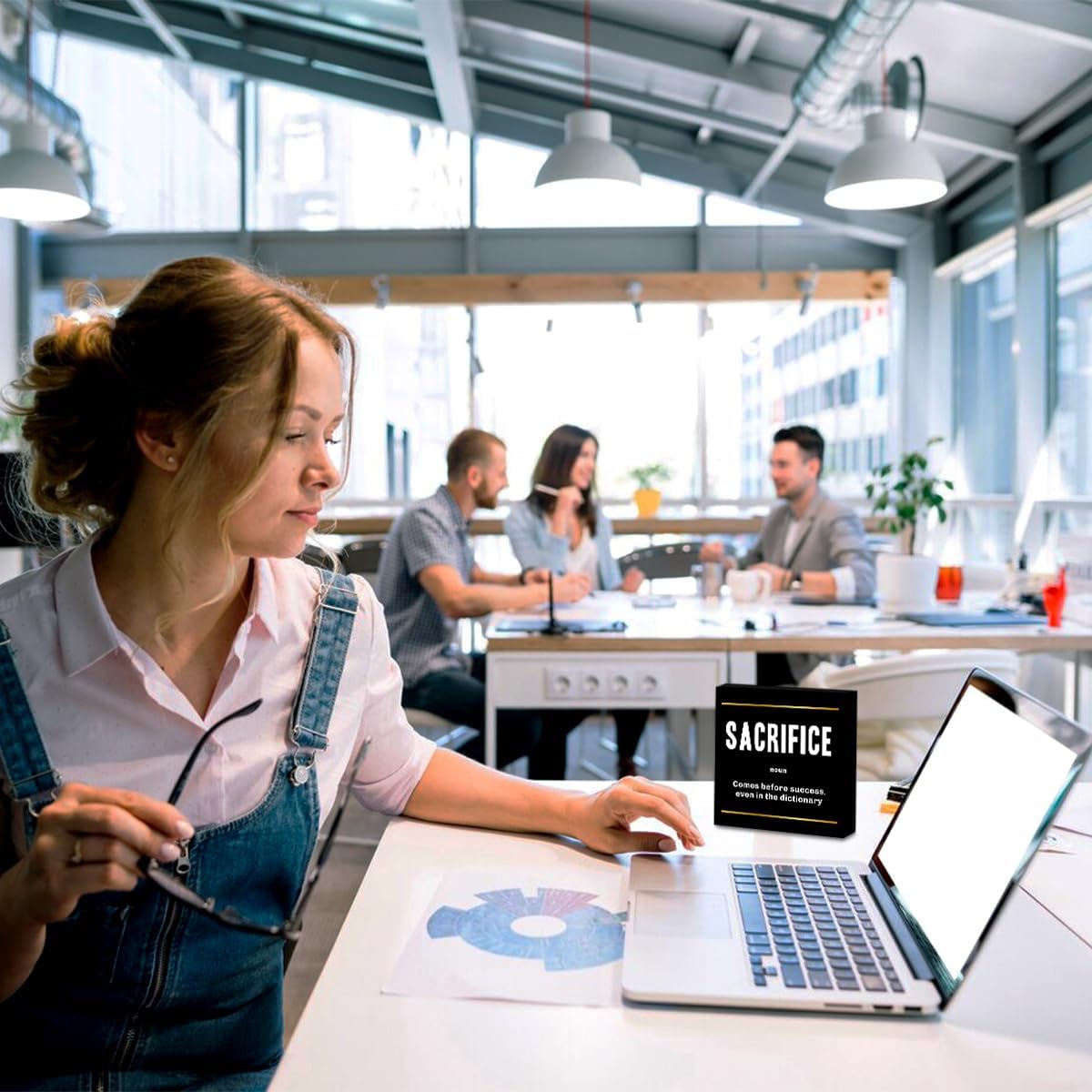 Sacrifice Noun Entrepreneur Black Wooden Box Sign, Inspirational Office Decor, Decorative Table Shelf Desk Rustic Cubicle Farmhouse Home Workplace Decor Office Decorations Desk Accessories