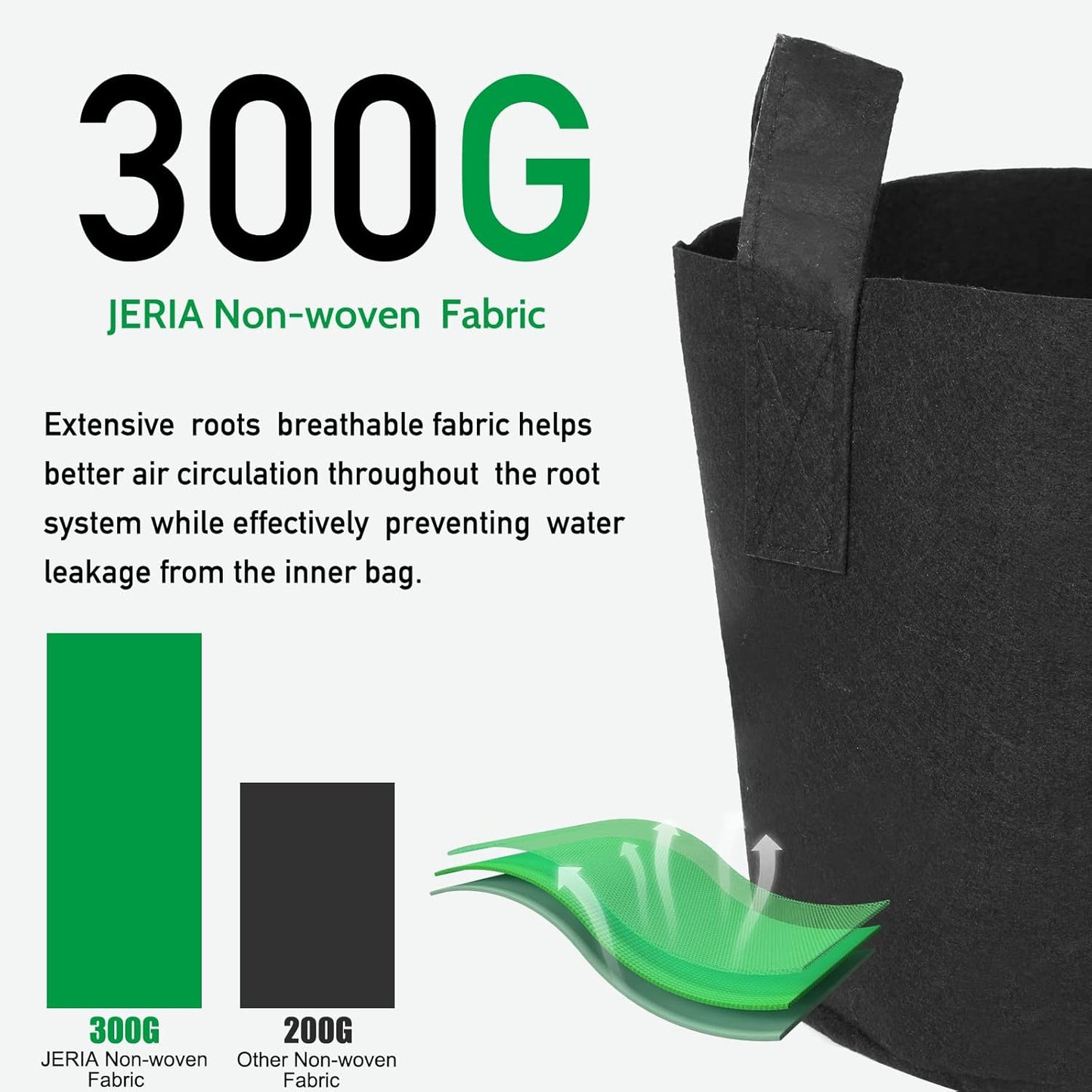 JERIA 12-Pack 25 Gallon, Vegetable/Flower/Plant Grow Bags, Aeration Fabric Pots with Handles (Black), Come with 12 Pcs Plant Labels