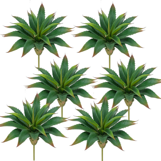 HUAESIN Artificial Succulents Aloe Plants, 6PCS 12.5 Inches Large Artificial Agave Plants UV Resistant Fake Agave Planters for Indoor and Outdoor Home Wedding Festival Arrangement