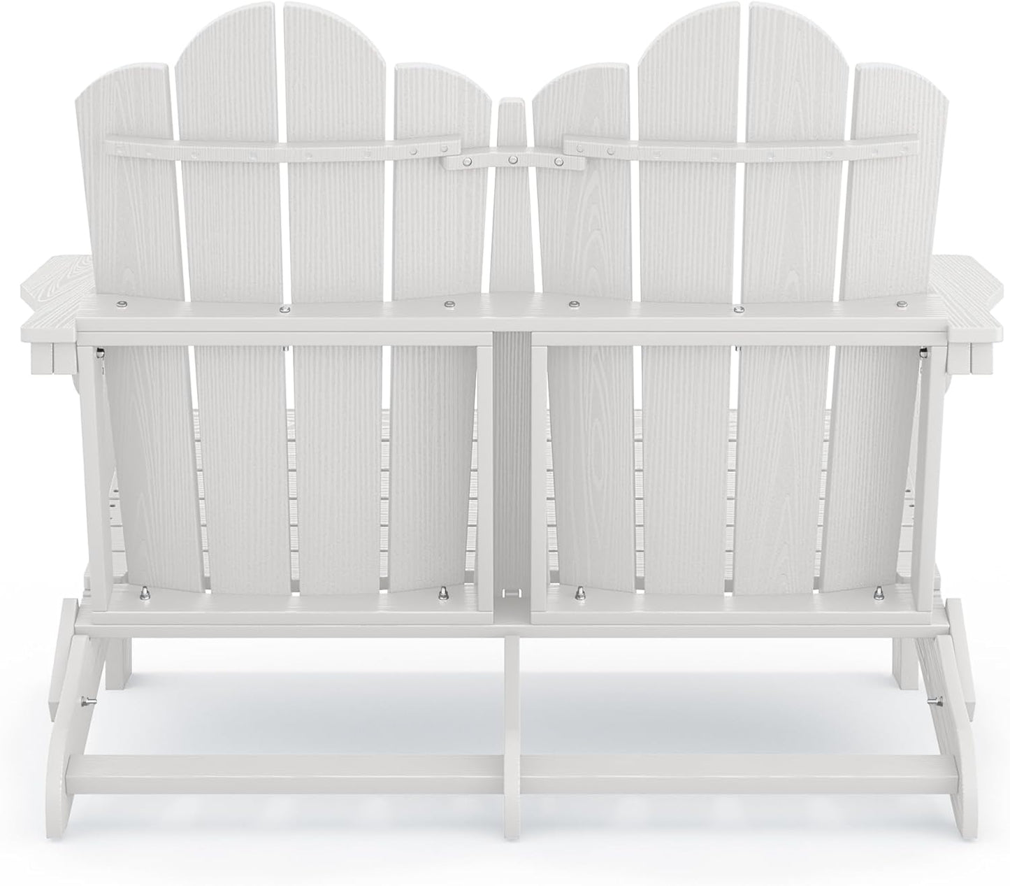SERWALL Folding Adirondack Bench Set of 2, HDPE All-Weather Adirondack Loveseat, Folding Outdoor Bench, Whire