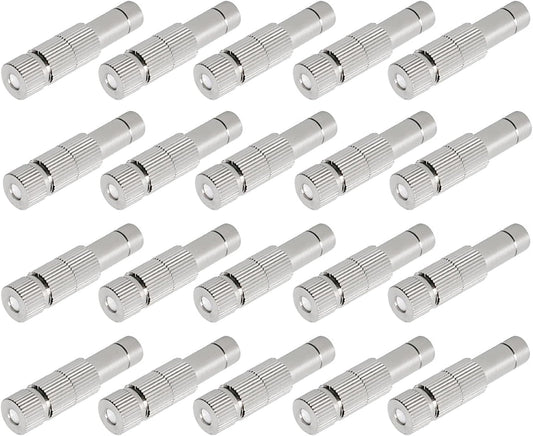20pcs Brass Mister Nozzles, 6mm Misting Nozzles for Outdoor Cooling System, Landscaping, Air Humidification, Greenhouse Irrigation (with Filter, 0.039"/1mm Orifice)