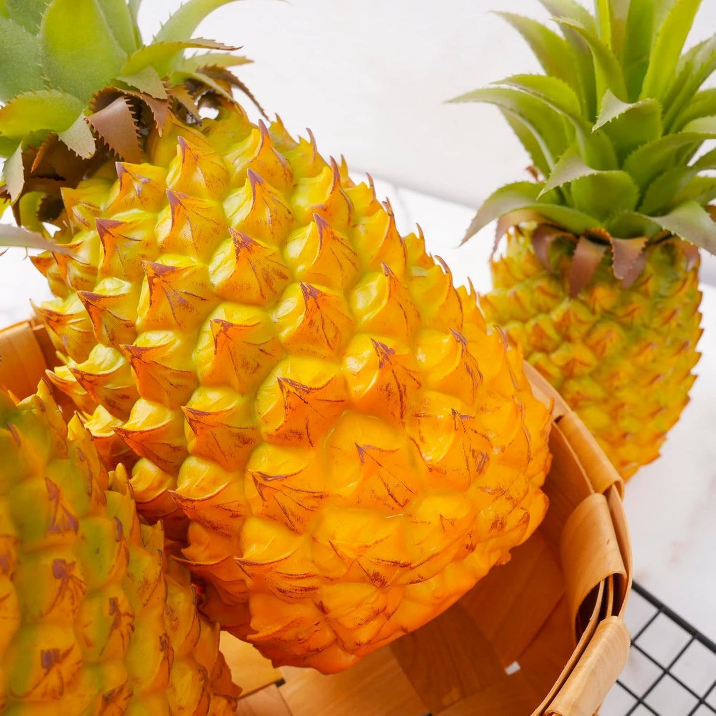 QIRMIZI 2 Pack Artificial Pineapple -Simulated Fruit Decoration, Lifelike Fake Fruit Model, Perfect for Home Decor, Kitchen, Party & Photography Prop – Realistic & Eco-Friendly,Yellow Small