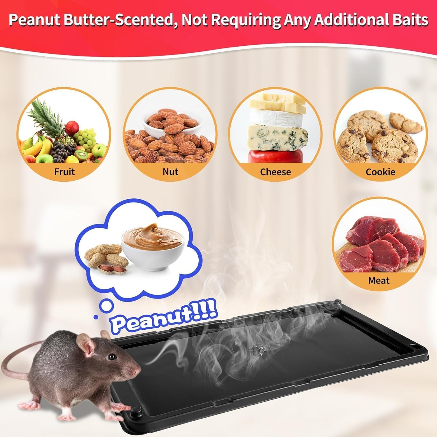 LULUCATCH Glue Mouse Traps Indoor for Home 14 Pack, Pre-Baited Sticky Plastic Glue Boards for House, Snake, Lizard, Insect, Mice, Rats & Spider Traps, Pet Safe Pest Control