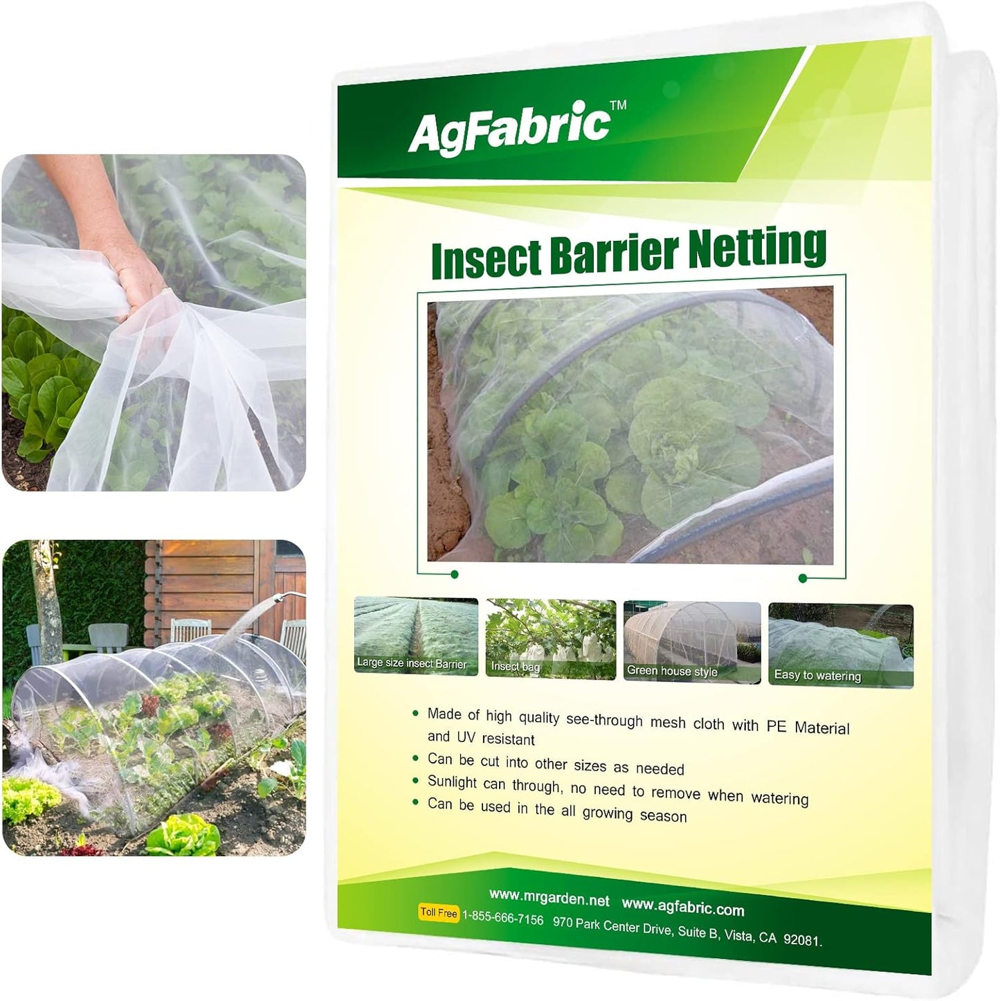 Agfabric Garden Netting 8'x20' Insect Pest Barrier Bird Netting for Garden Protection,Row Cover Mesh Netting for Vegetables Fruit Trees and Plants,White
