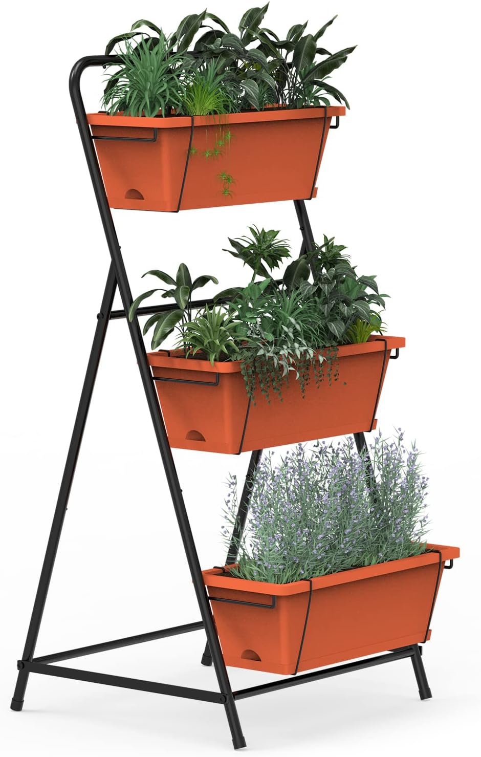 Vertical Raised Garden Bed 3 Tier Elevated Garden Planters Standing Planter Box Outdoor and Indoor for Plants Herbs Flowers Vegetables Brick Red