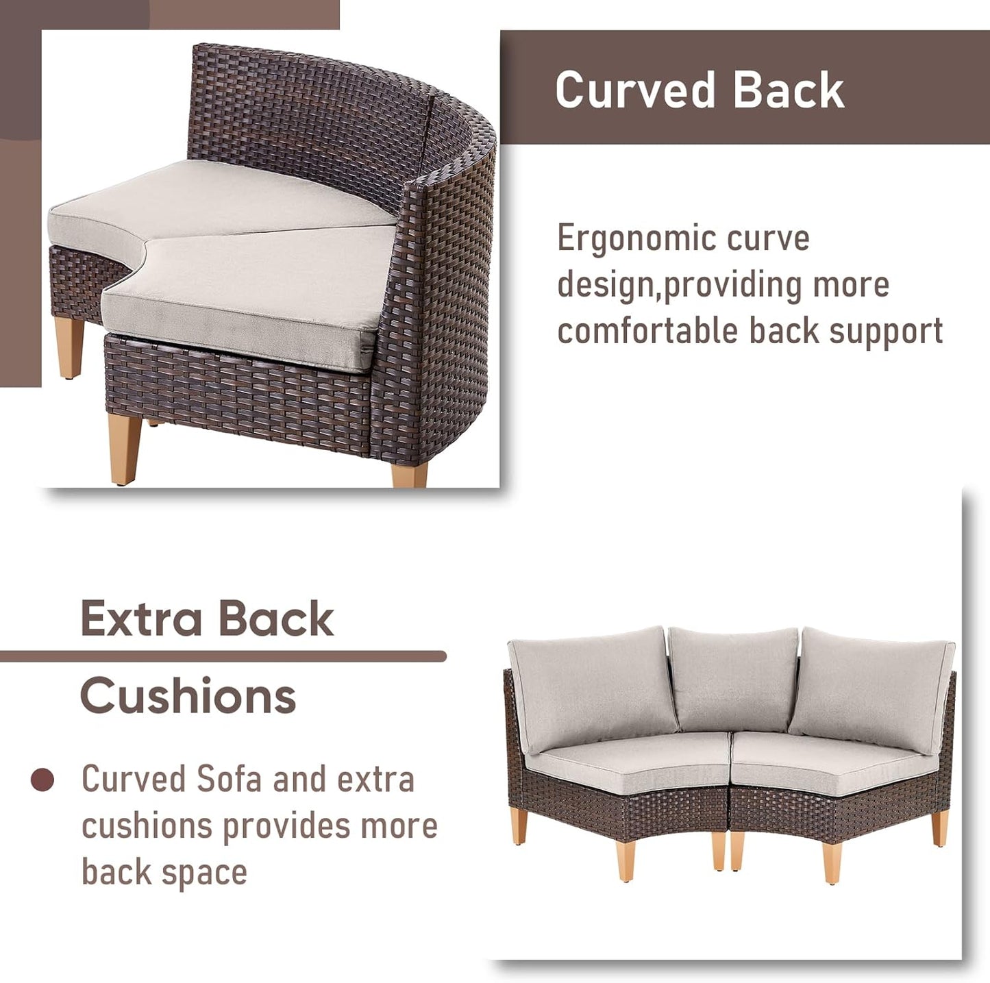 HUMMUH Patio Furniture Set with Fire Pit Table,Outdoor Sectional Couches Swivel Patio Chairs and Ottomans,All Weather PE Wicker 11 Pieces Patio Conversation Sets for Garden Porch Backyard in Beige