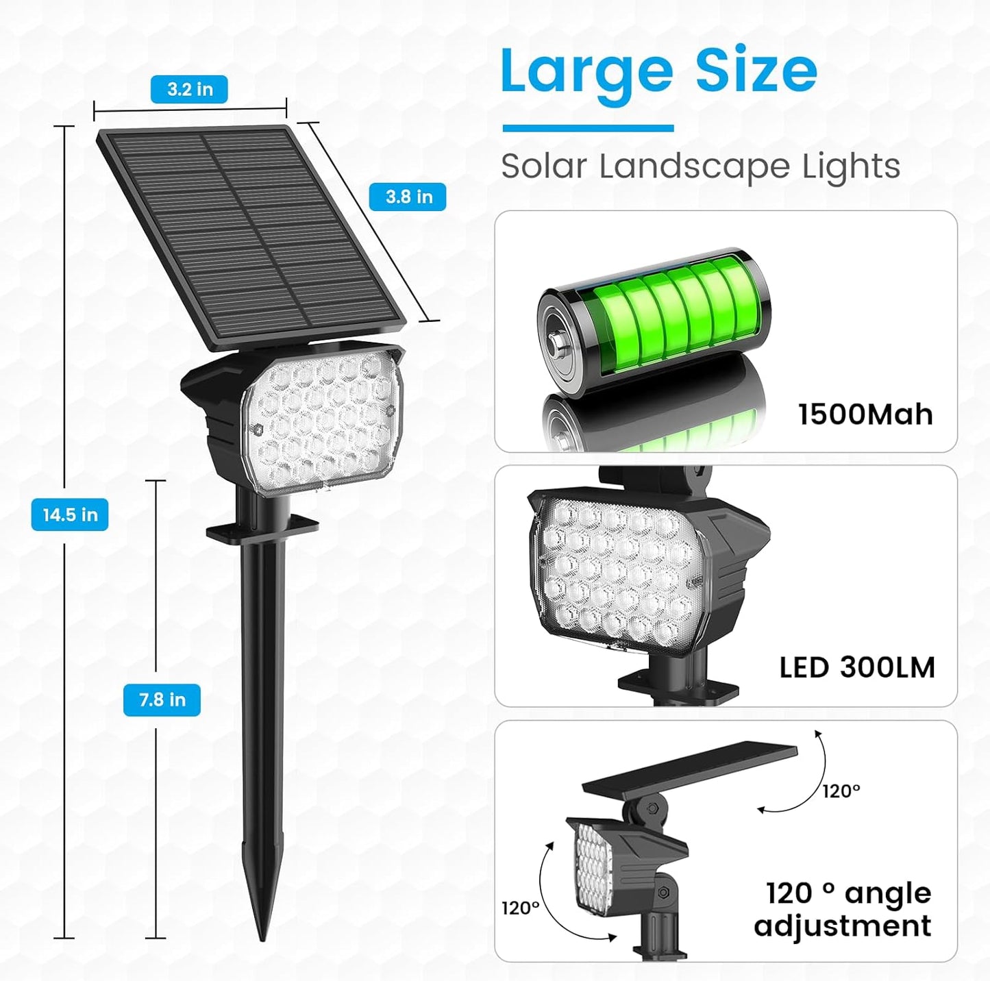 VOLISUN Solar Spotlight Outdoor, IP67 Waterproof Solar Landscape Spot Lights，Uplights for Yard Garden Pathway - 4 Pack (Warm White) 27 LED 3 Lighting Modes