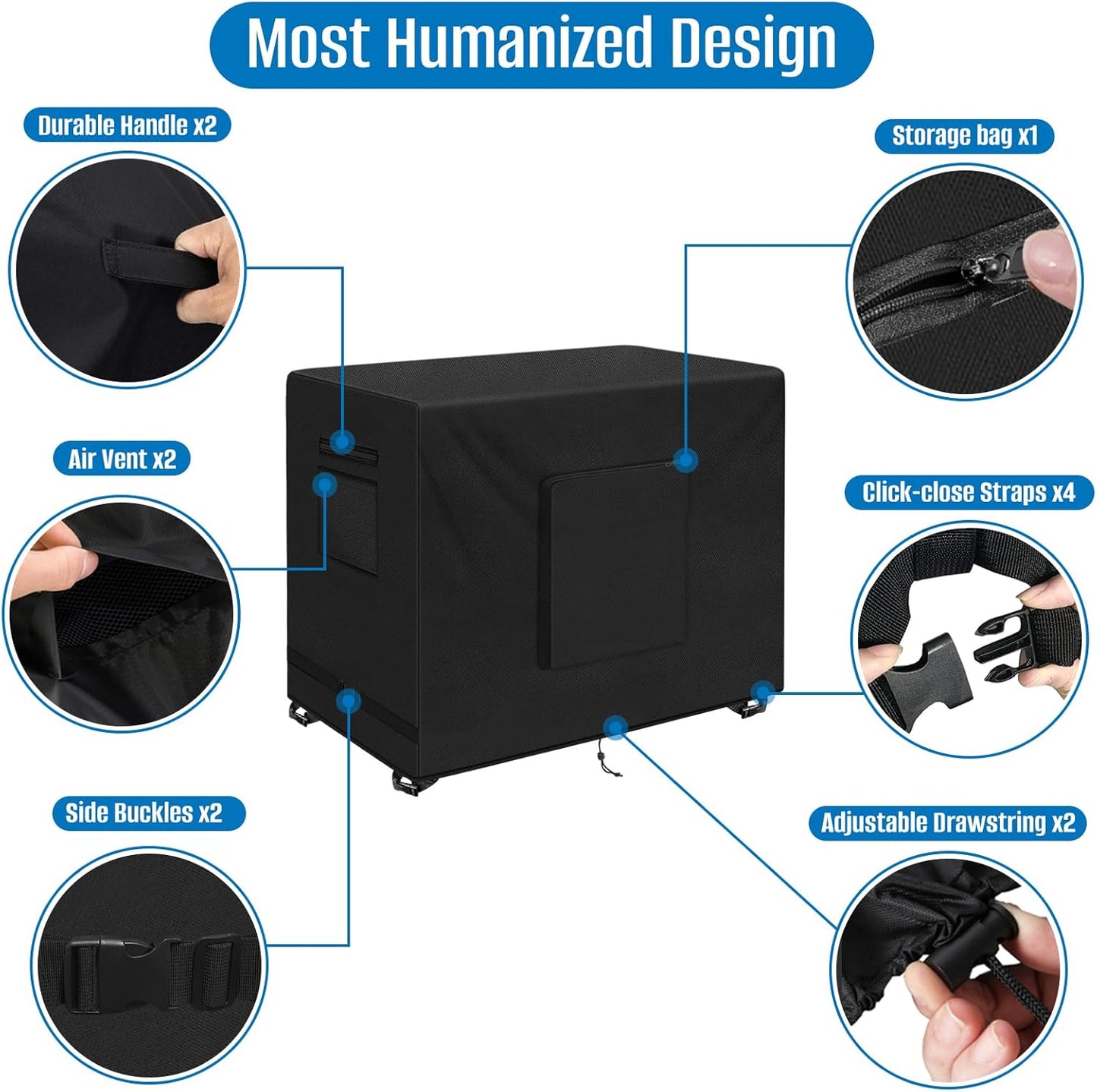 SIRUITON Outdoor Bar Cart Cover for 52 Inch BBQ Food Prep Table, Heavy Duty 600D Oxford Fabric Outdoor Dining Cart/BBQ/Worktable Metal Movable Table Waterproof Cover