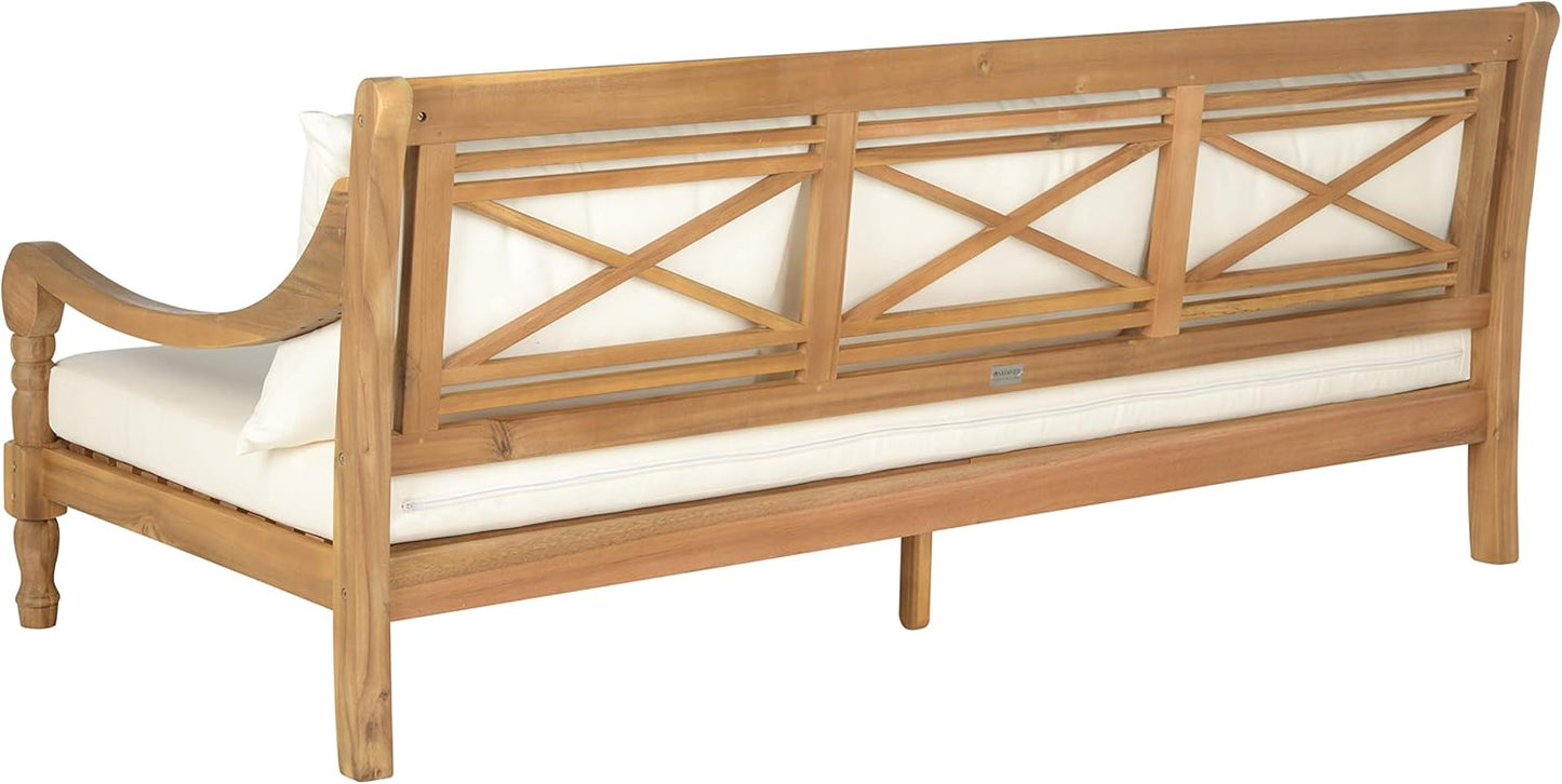 Safavieh Outdoor Collection Pasadena Brown /Taupe Acacia Wood Cushioned Daybed