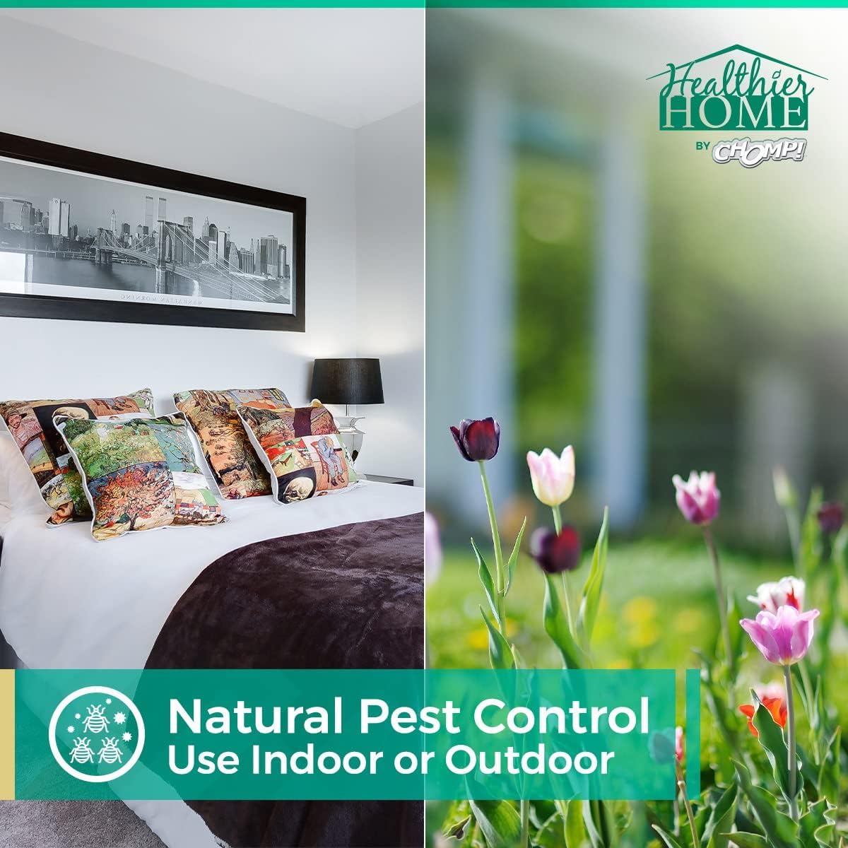 CHOMP! Insect and Pest Control Spray, 128 Ounces, Indoor and Outdoor Use, Plant-Based Formula Ants, Bed Bugs, Dust Mites Spiders, Made with Peppermint, Lemongrass, Geraniol