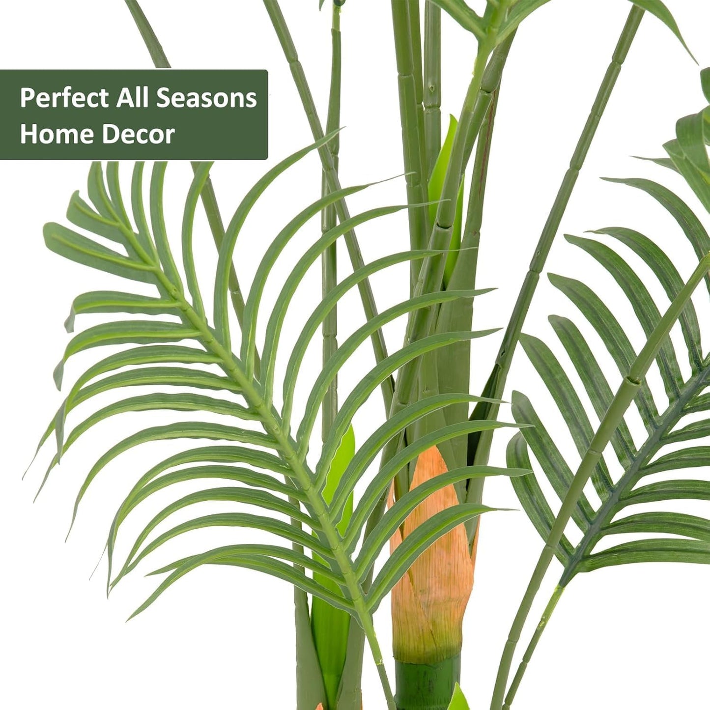 Artificial Fake Palm Tree 7FT 2Pack with White Planter & Free Moss, UV Resistant Artificial Palm Tree for Outdoors, Fake Plants for Poolside Home Room Decor, Faux Plants Outdoor Decor