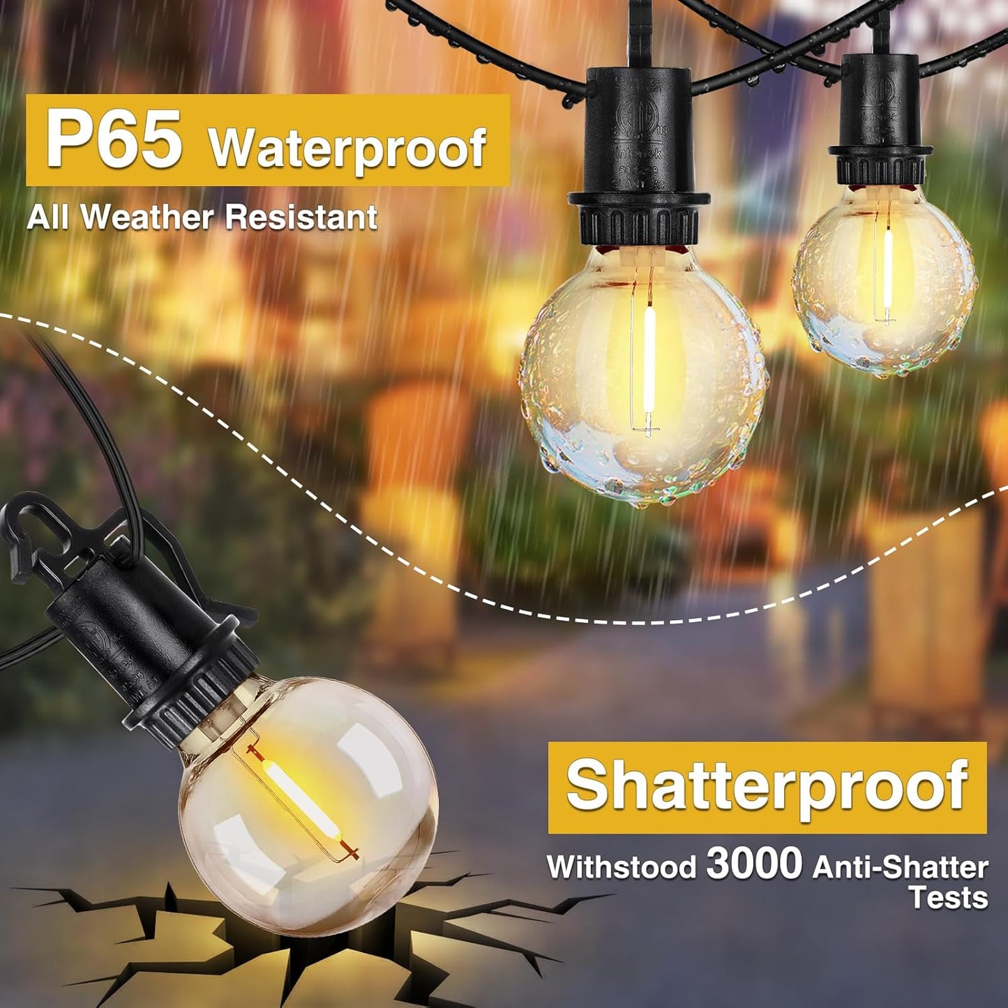 ZJOJO 200FT Outdoor String Lights, G40 Globe Outdoor Lights with 100 Shatterproof LED Bulbs 2700K, IP65 Waterproof Patio Light String Lights for Outside Backyard Porch Party