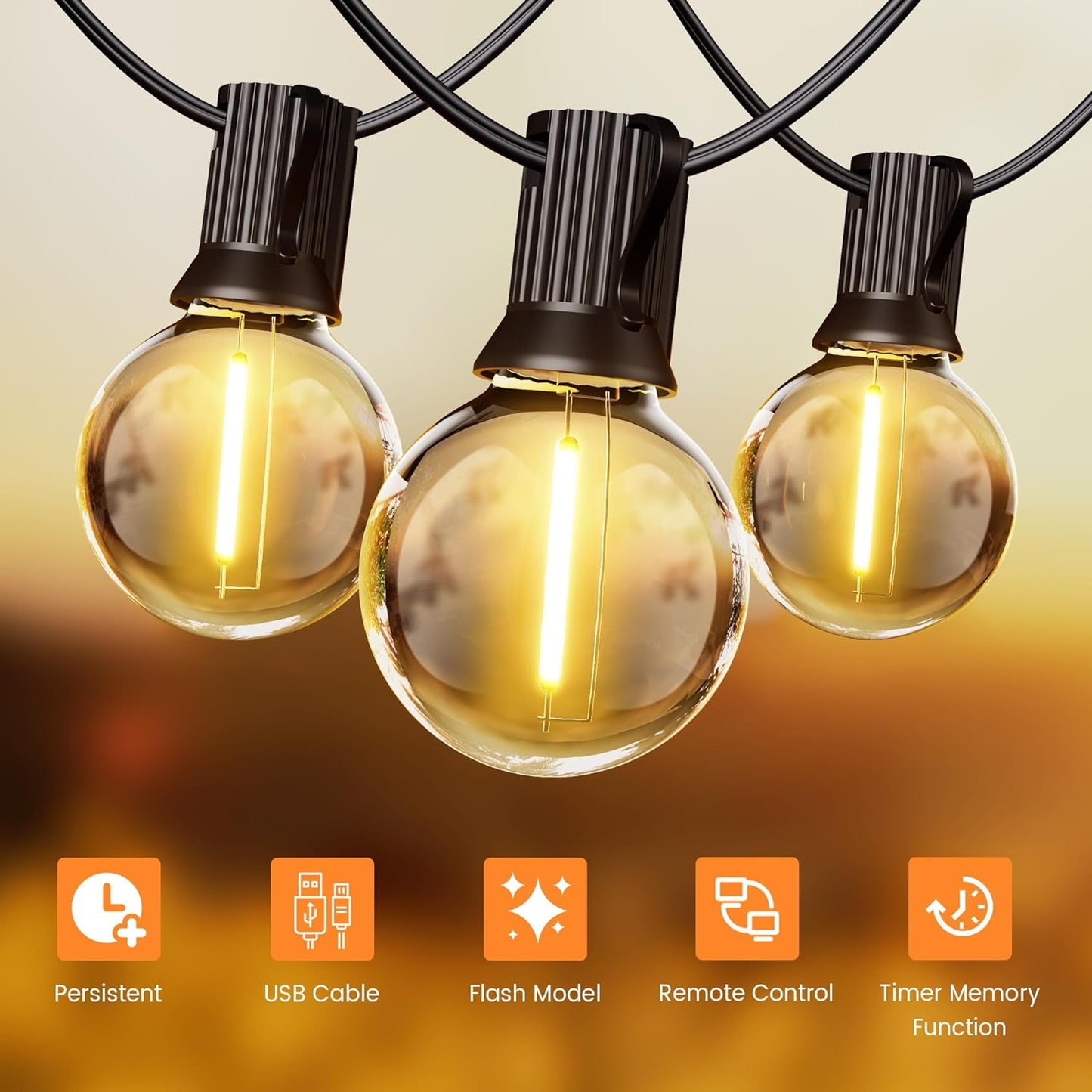 OHLUX 35FT Solar Globe String Lights Outdoor,Waterproof Solar G40 Patio Lights With Remote, 17 Shatterproof LED Filament Bulbs, 2200K Soft White,Dimmable Outside Edison Hanging Light for Backyard Deck