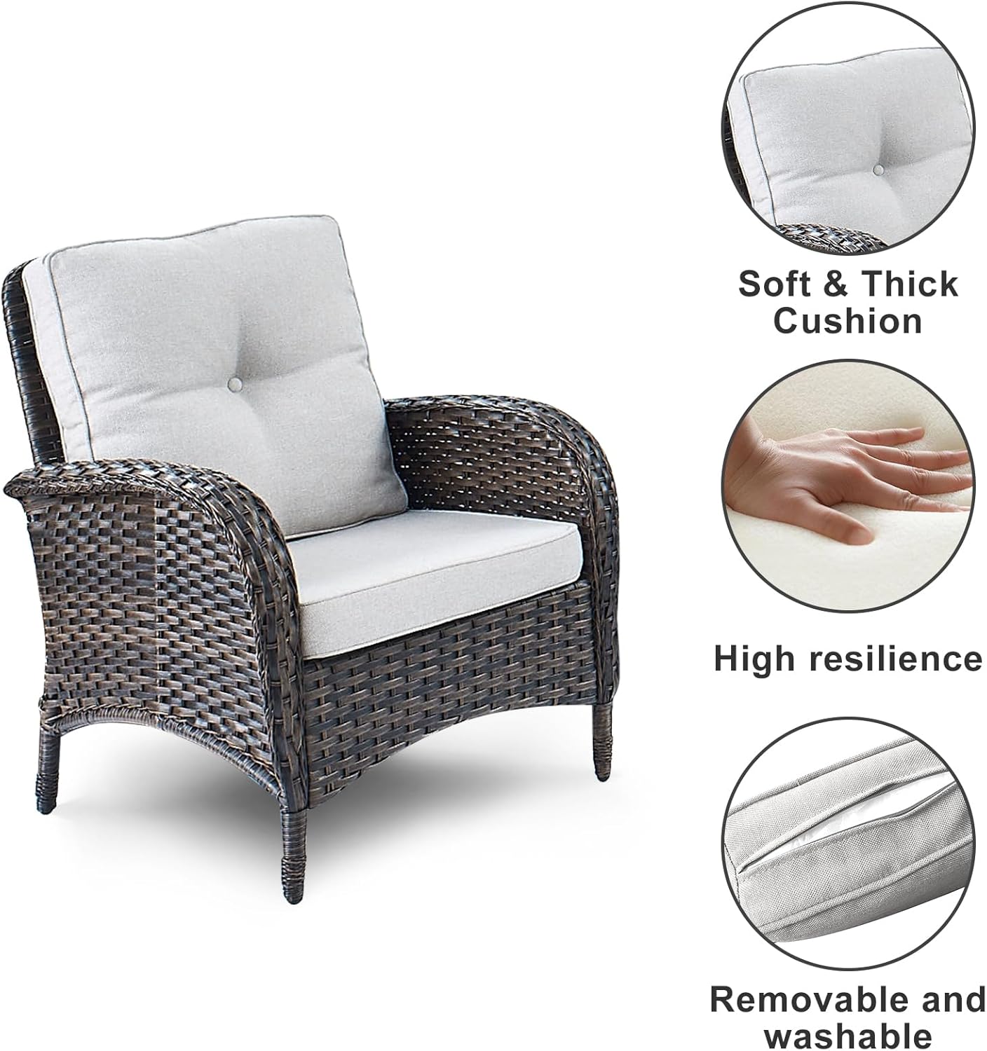 HUMMUH 4-Piece Patio Furniture Wicker Outdoor Conversation Set,All-Weather Rattan Outdoor Sofa Set Patio Chairs Coffee Table for Backyard,Porch,Deck