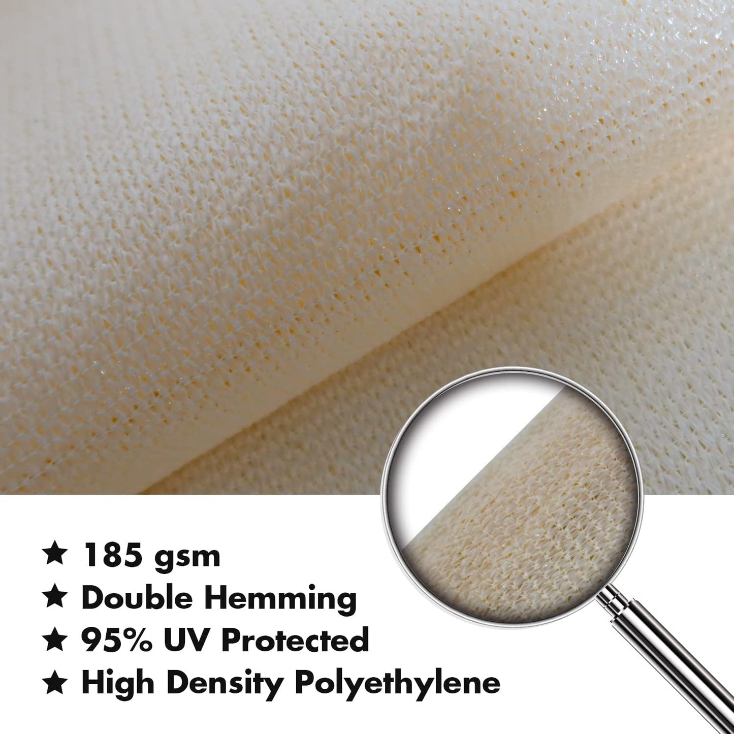 KANAGAWA 8'X9' Cream Custom Size Sun Shade Sail Rectangle UV Block Canopy Cover for Patio Backyard Lawn Garden Outdoor (Customized Available)