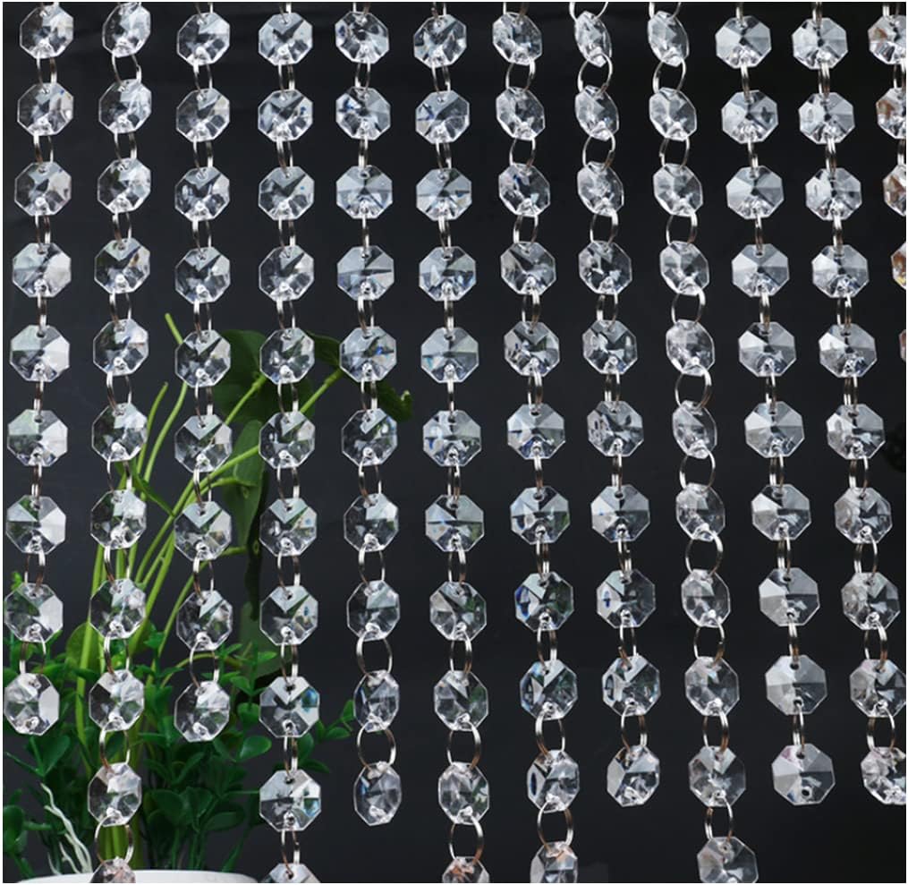 WAZHRMGHG Clear Acrylic Crystal Garland Strands Hanging Chandelier Bead Chain Ornament String Decorations for Chandelier Christmas Tree Wedding Party Celebration (33FT(10M))