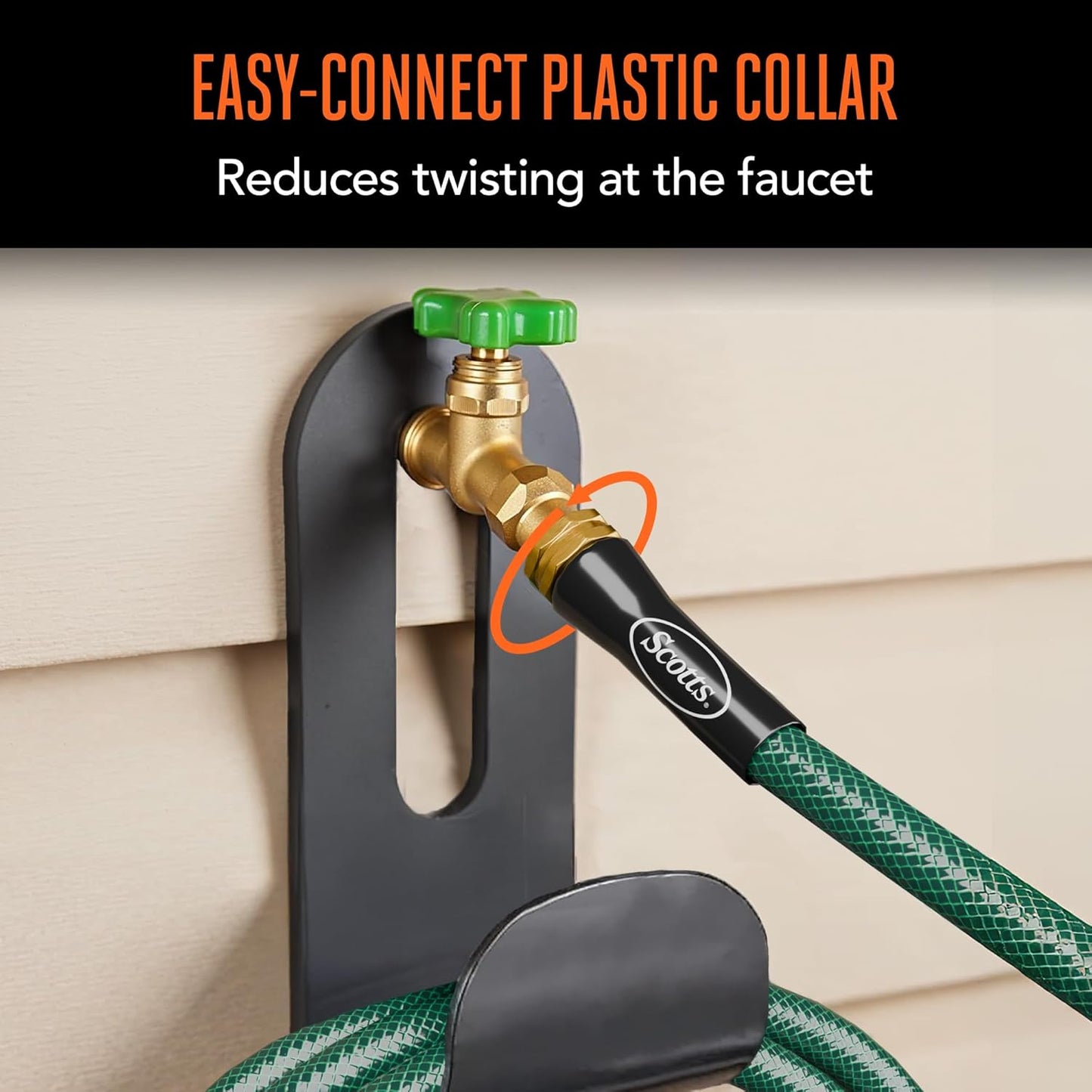 Scotts 50 ft. Garden Hose – 5/8 in. Diameter, 4-Ply Construction, 300 PSI, High-Pressure, Easy-to-Coil Water Hose with Crush-Resistant Couplings, Easy to Connect for Lawn and Garden Use