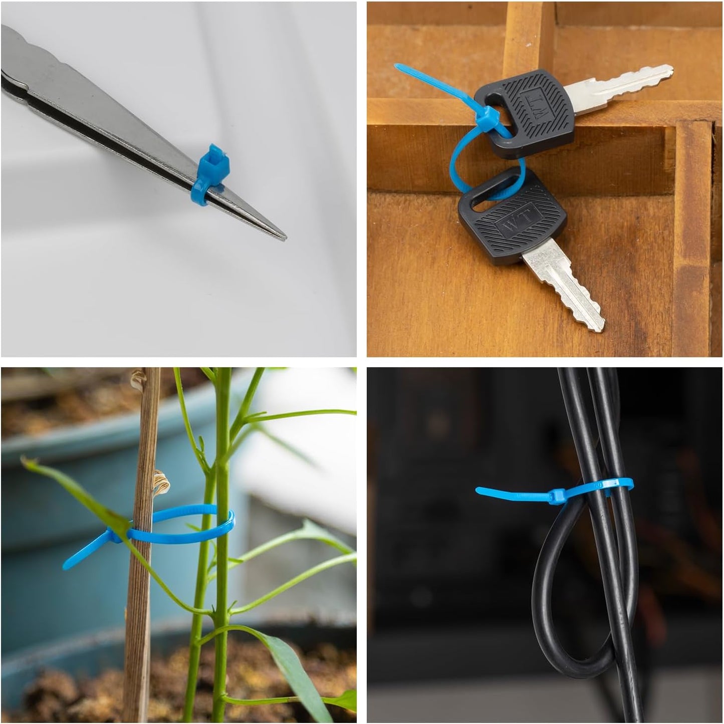 8 Inch White Zip Tie 1000 PCS, 40 Lbs - Small to Medium Zip Tie, Nylon PA66 UV Resistant Cable Tie Heavy Duty for Indoor and Outdoor Use - Ideal for bundling and securing objects