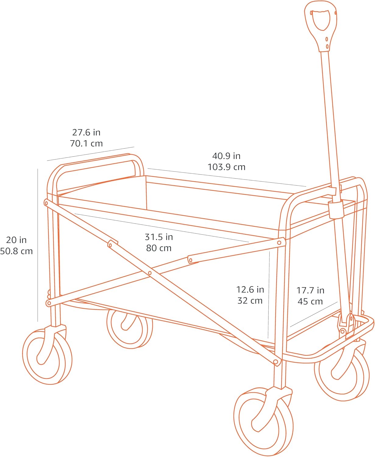 Amazon Basics Collapsible Folding Heavy Duty Utility Wagon for Outdoor Sports, 265 pounds Weight Capacity, Camping, Garden, and Shopping, 27.6 x 40.9 x 20 inches, Black