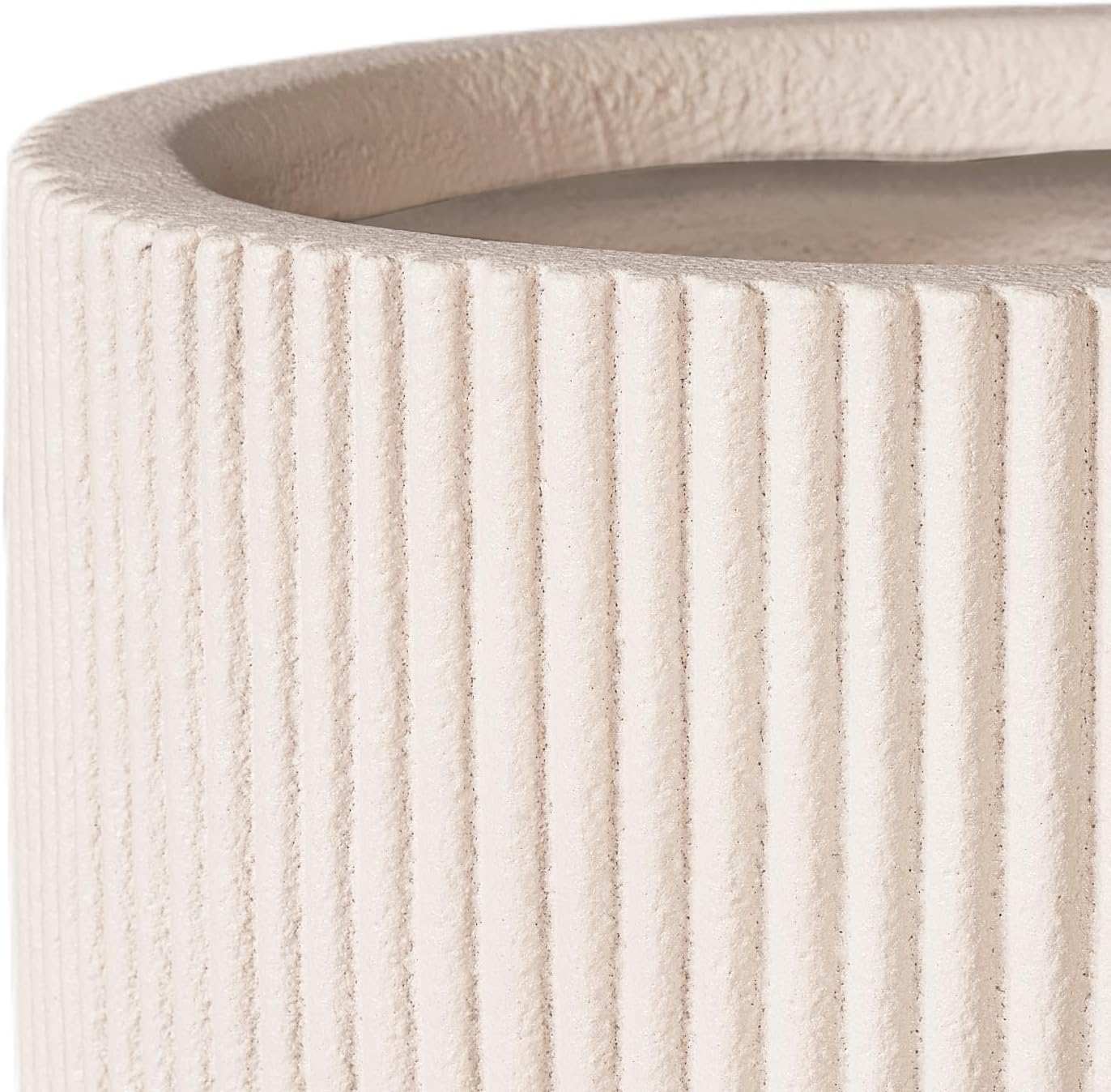 16 Inch Handmade Concrete Outdoor Planter - Classic Striped Design | Fiberglass & Composite Material | Durable for Commercial & Home Decor