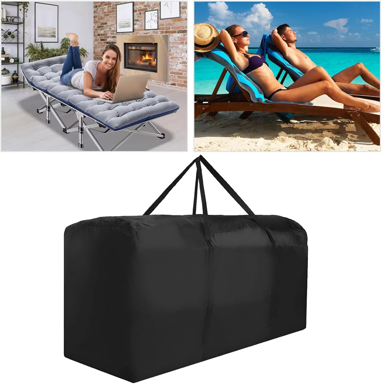 Outdoor Cushion Storage Bag Waterproof Extra Large Protective Zippered Patio Cushion Storage Bags Furniture Storage Bag with Handles, 48 Inches L x 15 Inches W x 22 Inches H 1 Pack
