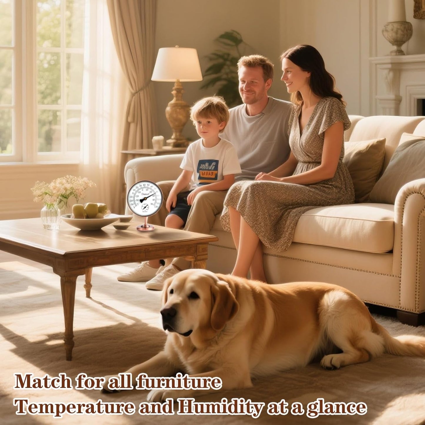 4-inch Outdoor Thermometer Hygrometer, Indoor Humidity Meter, Temperature Monitor Gauge for Home, Room, Office, Patio, House, Greenhouse, Antique Copper,Tabletop Decor.