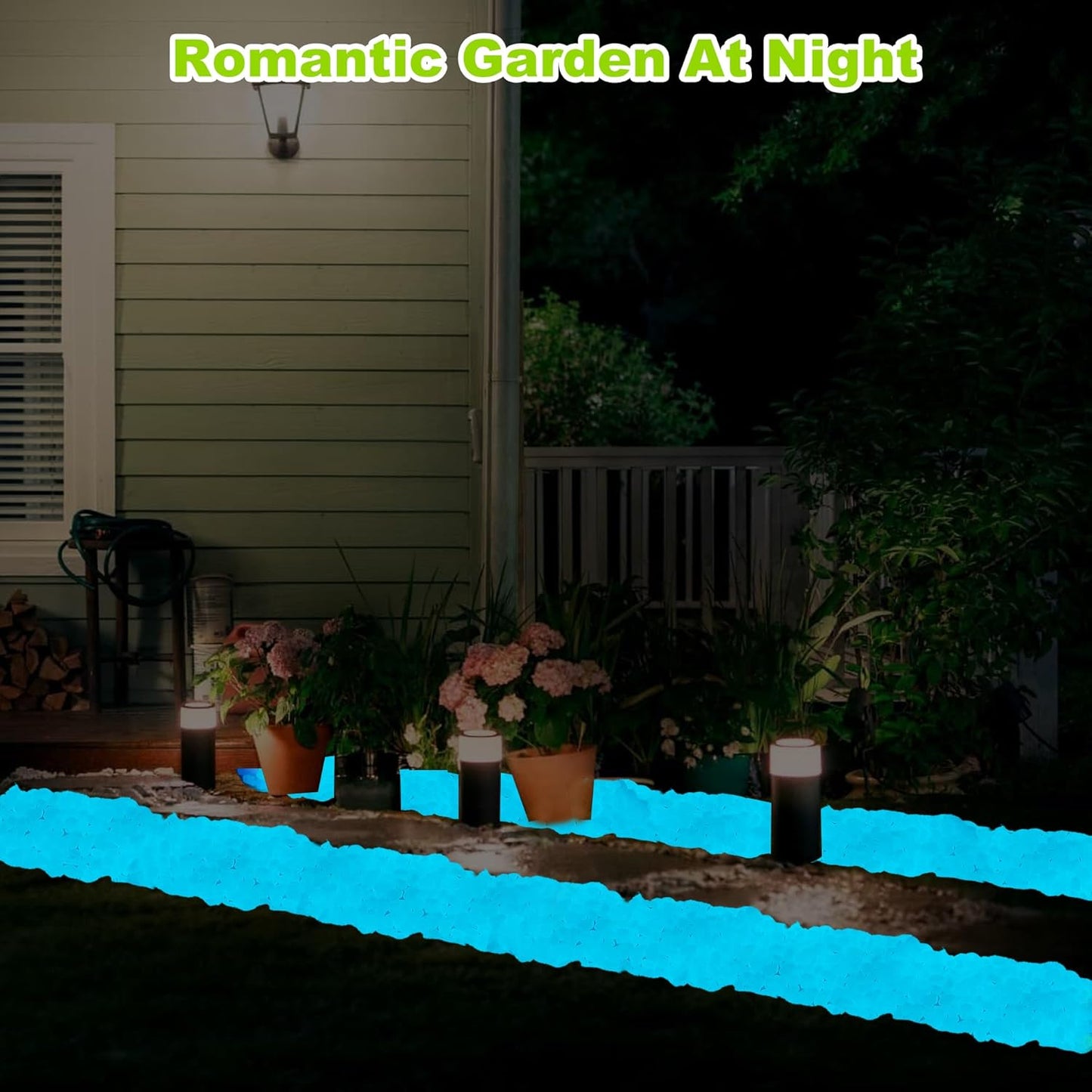 2000pcs 5-8mm Bule Glow Stones for 0utdoors Bulk Outdoor Garden Glow Pebbles Aquarium Luminous Stone for Walkways Driveway Yard Plant Pots