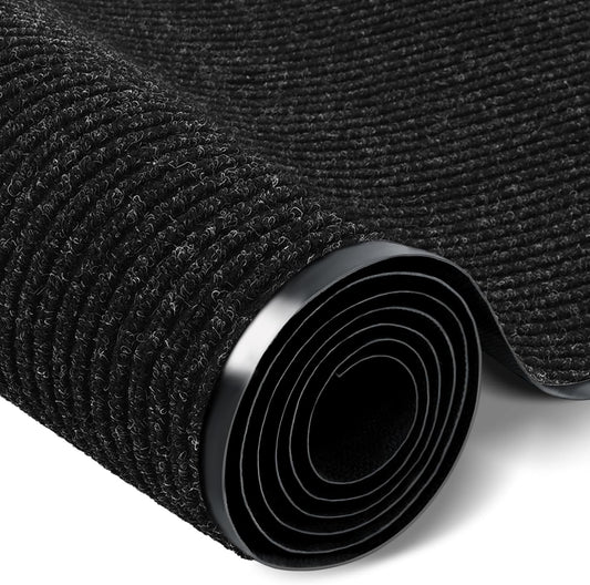 Rubber Door Mat About W3' ×L16' Heavy Duty Large Outdoor Indoor Mat Durable Entrance Doormat Waterproof Rubber Back Rugs for Home Entryway Patio Porch Office Business Areas (Black)