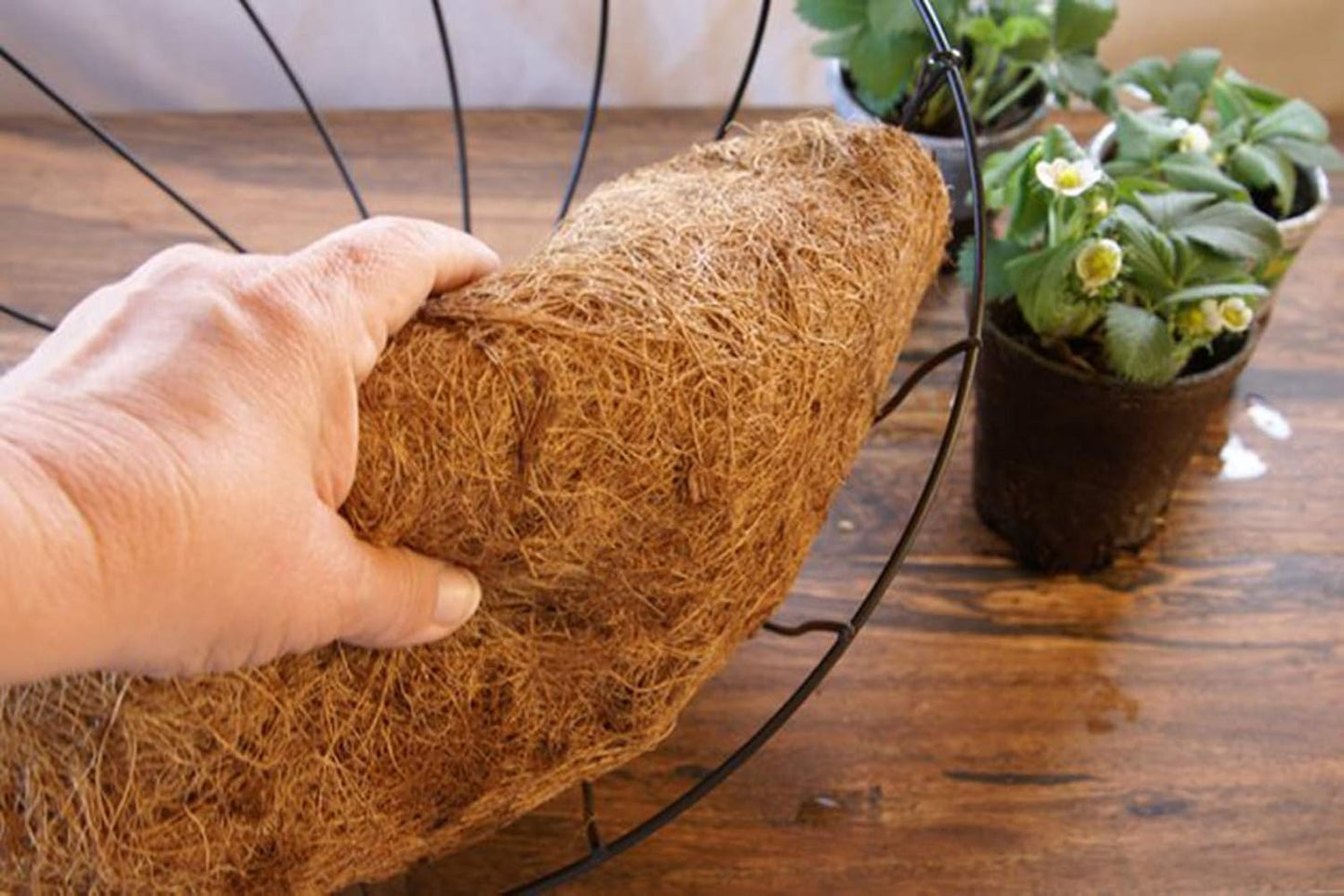 2PCS Half Round Hanging Basket Liners Replacement Coco Liner for Hanging Basket Wall Flower, 100% Natural Coconut Fiber Plant Basket Liner for Garden Planter Flower Pot (20 inch)