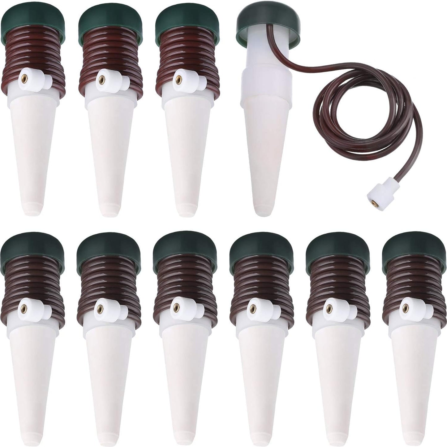 Hestya 10 Pack Plant Watering Stakes Automatic Devices Plant Self Drip Irrigation Slow Release Indoor Outdoor Terracotta Water Spikes for Potted Plants Flower (Black Base)