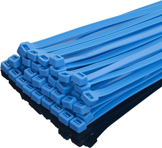 XINGO 8 Inch Blue Zip Ties Heavy Duty 100 Pack, 120 LBS Tensile Strength, Premium Nylon Cable Wire Ties, Self-locking Plastic Ties for Indoor and Outdoor Use