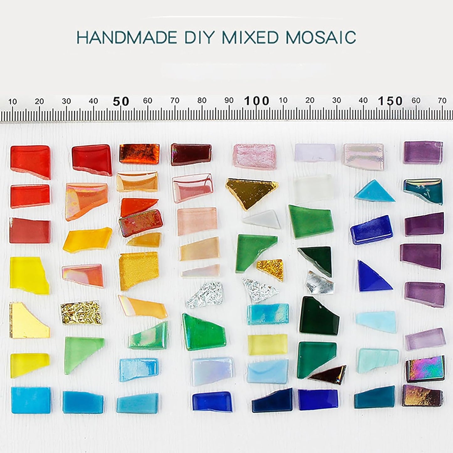 Green Mixed Irregular Mosaic Glass Mosaic Tiles Pieces, 300 Grams Mosaic DIY Set Adult Mosaic Set, Mosaic Crafts Mosaic Making Supplies