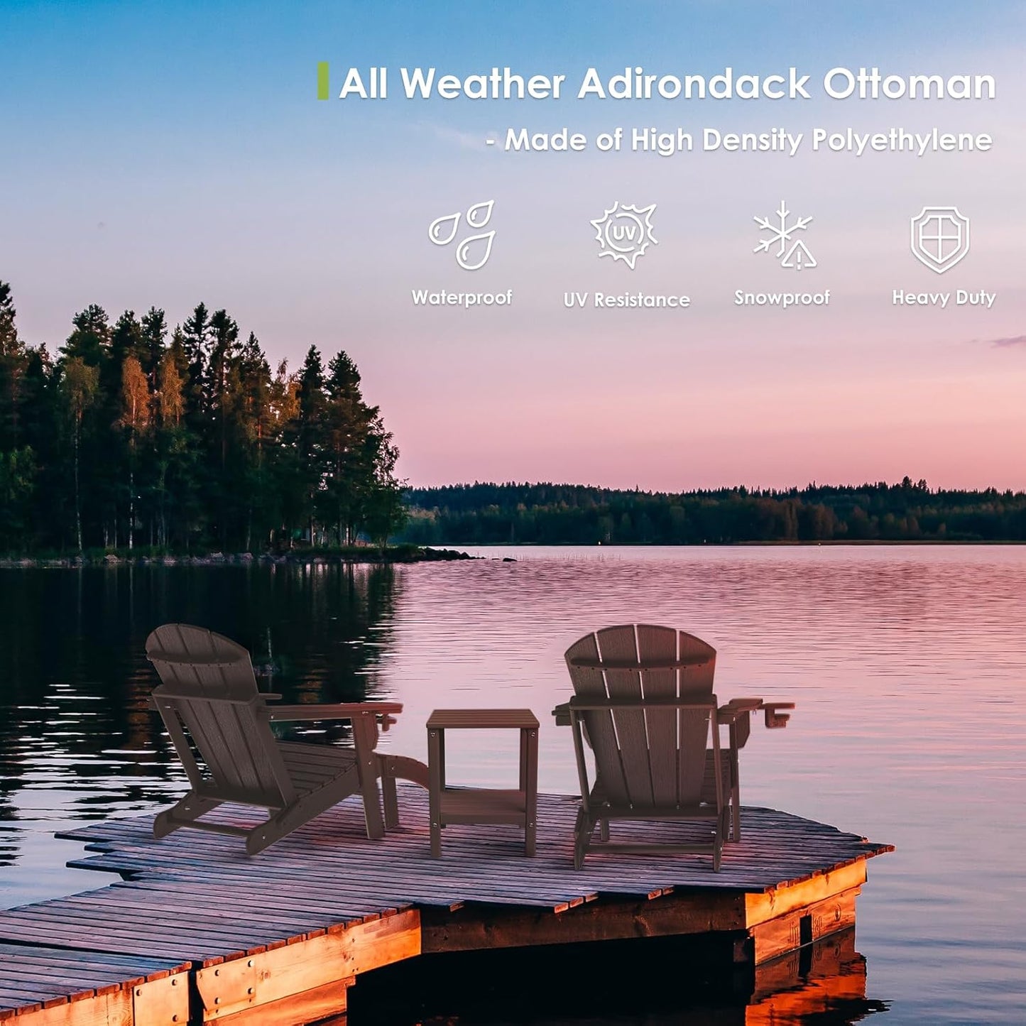 GREENVINES Folding-Adirondack-Chairs-Set-of-6 | Wood Grain | HDPE Plastic | Fire Pit Chair | All Weather | Cup Holder | Dark Brown | for Deck Backyard Patio Outdoor