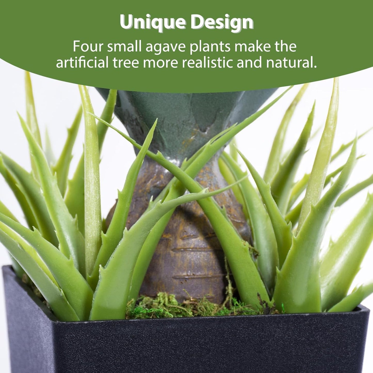 Artificial Spiked Agave Plant 2.5ft, 30 Inch Tall Fake Aloe Vera Plants in Black Pot, Fake Floor Plant Indoor Outdoor for Front Porch Patio Home Office Door Step Decor 2PCS