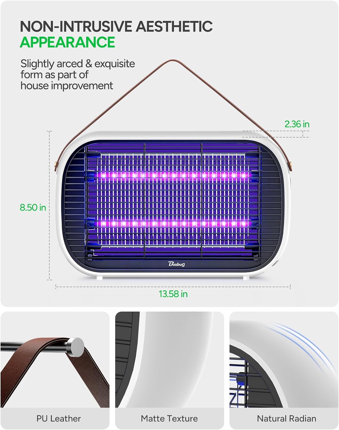 Buzbug LED Bug Zapper Indoor, 10 Years Lifespan Lamp Sustainable Less Power, Durable High-Voltage Electric Mosquito Zapper, Fly Trap Mosquito Trap, Fly Killer -MA015B