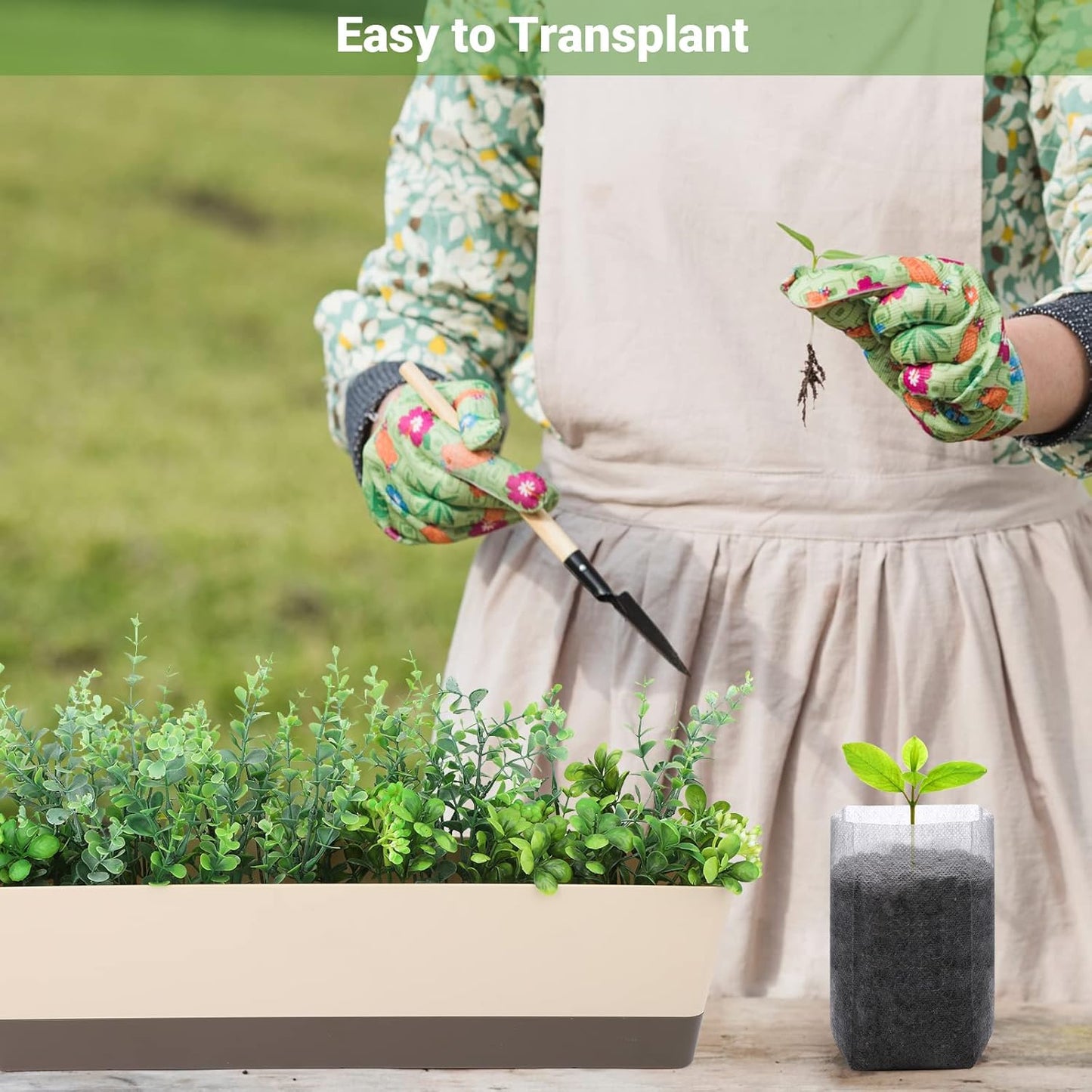 GREANER 400 PCS Nursery Bags - 5.5"x6.3", Biodegradable Plant Starter Bags, Thickened Non-Woven Biodegradable Plant Pots for Plant, Seedling, Garden, Flower, Vegetable, Indoors and Outdoor Use