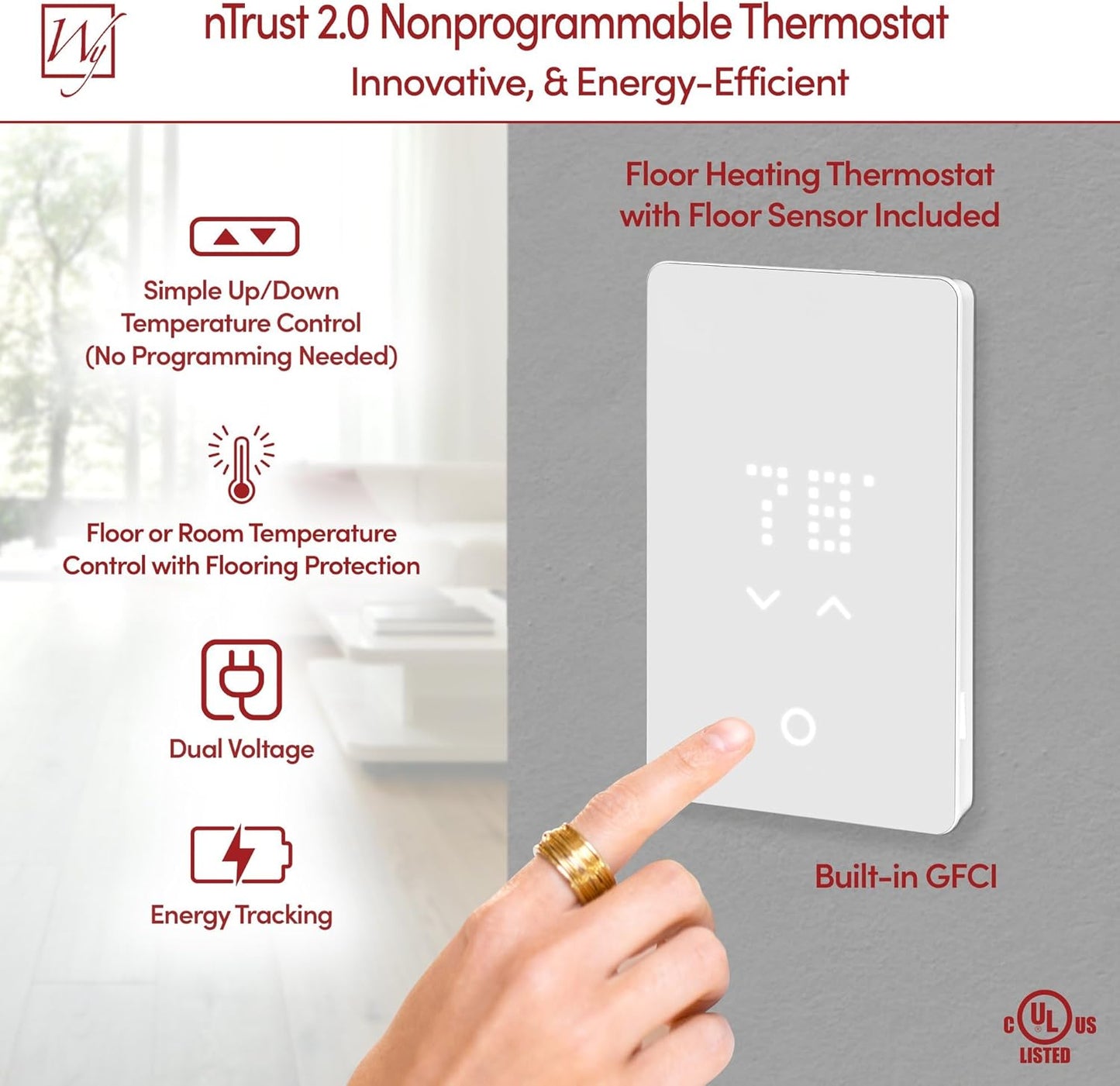 105 Sqft Heated Floor Mat Kit with Radiant Floor Heating System Thermostat UTN5, Two Sensors, Tester, 120V Electric Radiant Floor Heating Mat installs under Bathroom Tile, Vinyl - WarmlyYours TempZone
