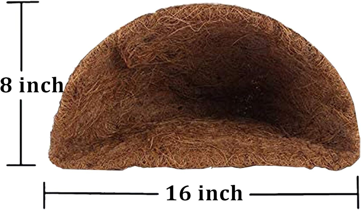 2PCS Half Round Replacement Coco Liner for Hanging Basket Wall Flower Basket Half Circle Wall Planter Coconut Fiber Plant Basket Liner for Garden Planter Flower Pot (16 inch)
