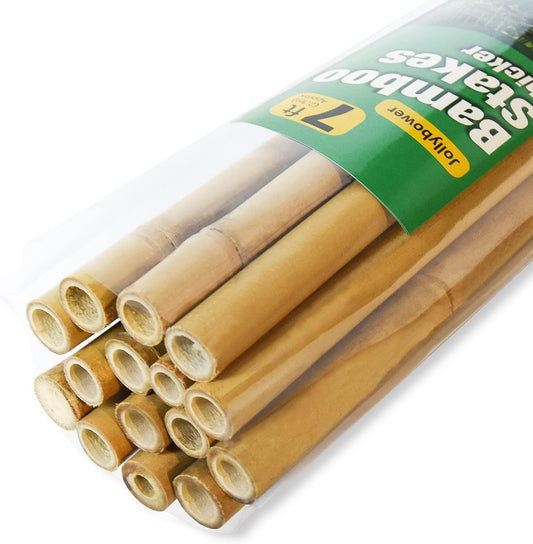 15pcs 3/4" D Thicker Heavy Duty Bamboo Stakes, 7FT Plant Stakes, Natural Garden Stakes for Tomato, Bean, Flowers,Trees Potted and Climbing Plant Support