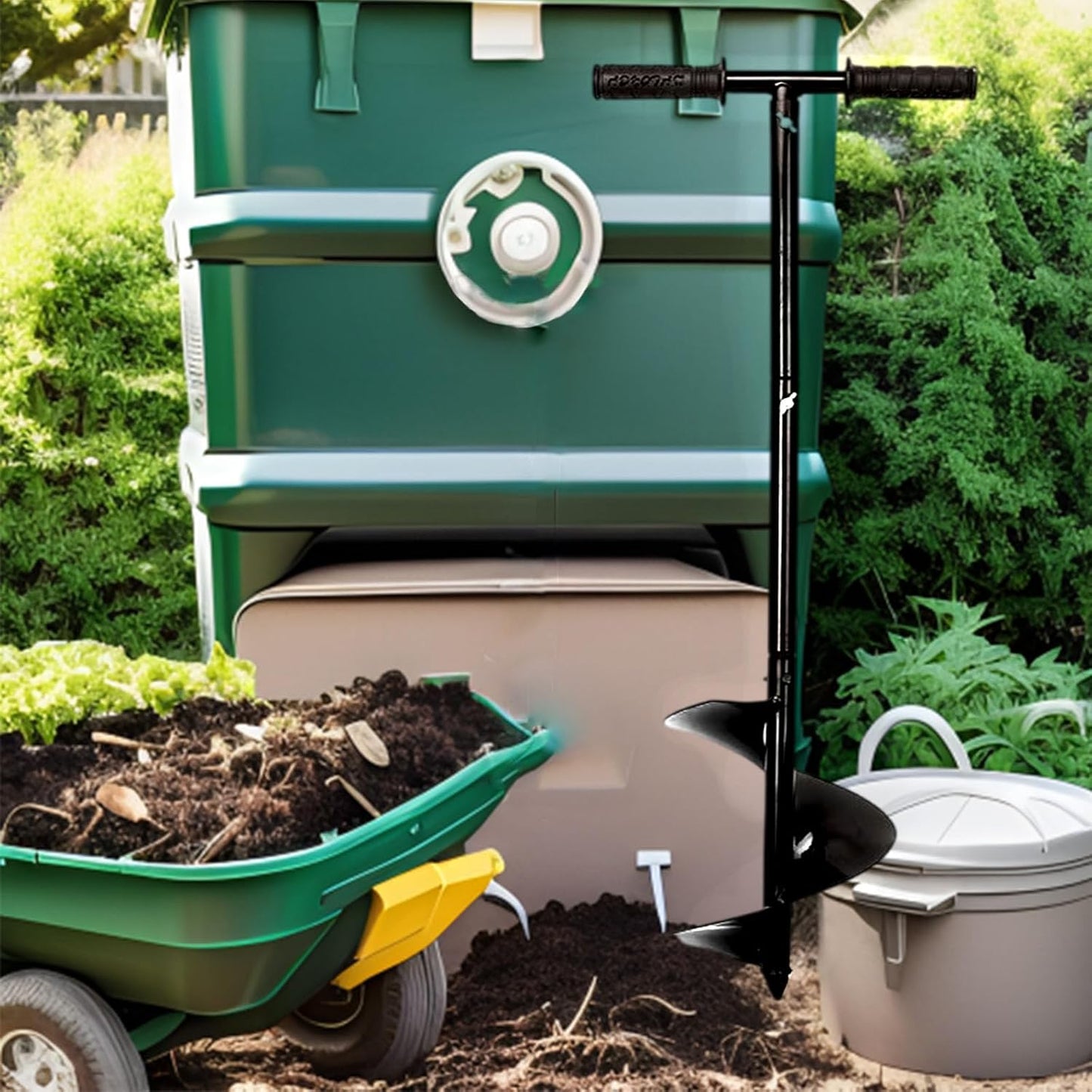 Compost Turner Aerator,Compost Stirrer Tool for Outdoor Composting Manual Compost Bin Aerator Rotating Aerator Soil Tiller