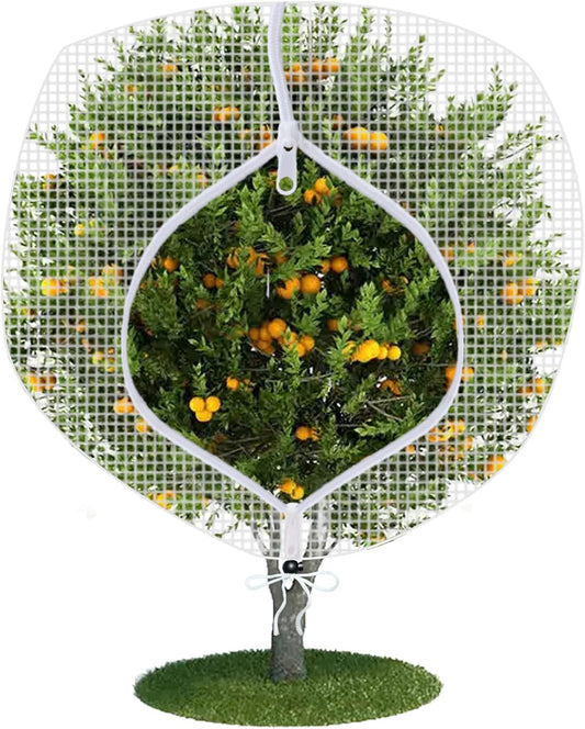 Fruit Tree Netting Covers with Zipper to Protect from Squirrels and Birds Large Netting for Fruit Trees Net Protection, White, 10' x 10', 1 Pack